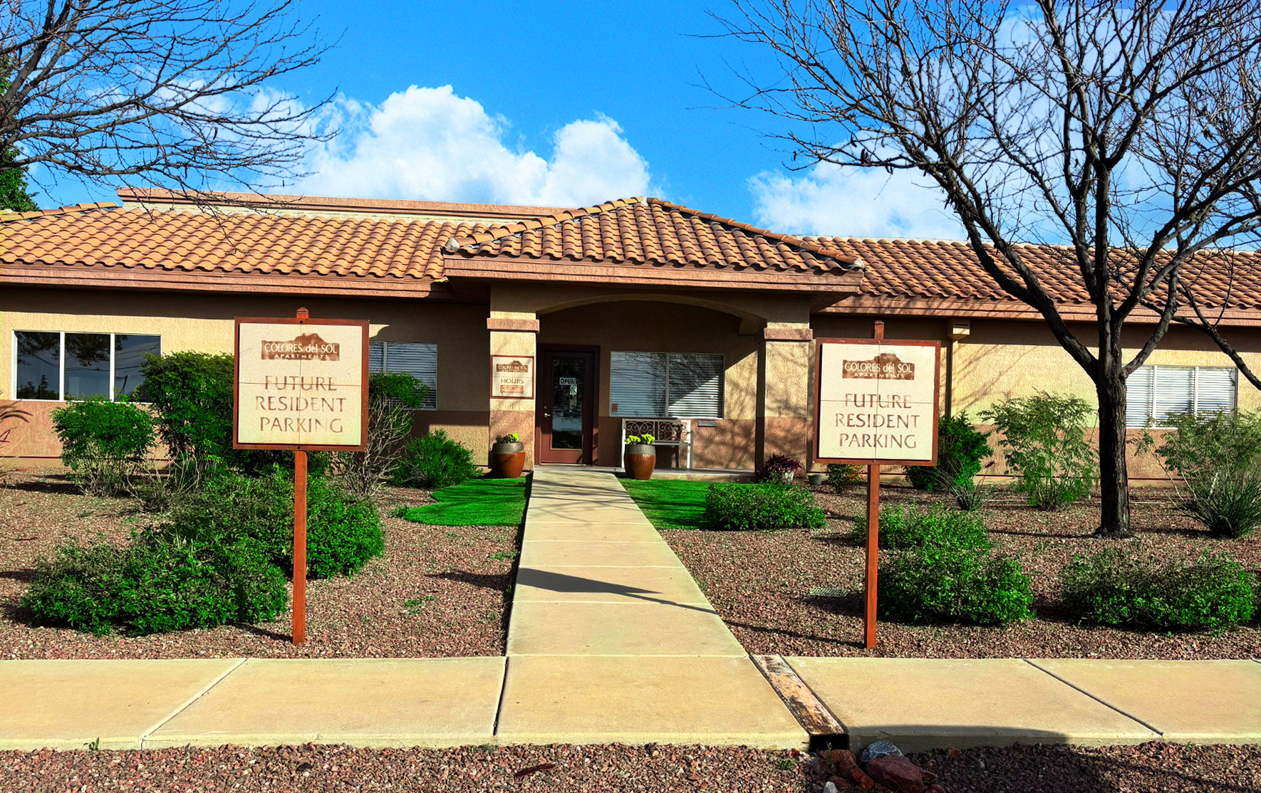 This image shows the entrance of one of Colores Del Sol Apartments units